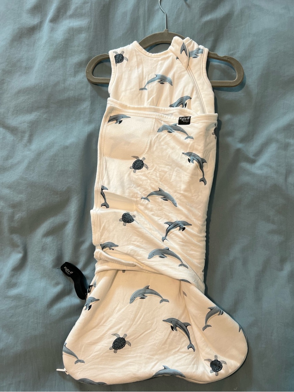 Kyte BABY White Sleeveless Sleep Sack with Dolphin print - discontinued print!